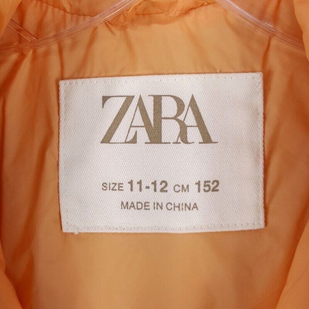 ZARA Jacket Girls Size 11 Orange Puffer Lightweight Packable Boxy - Picture 2 of 9